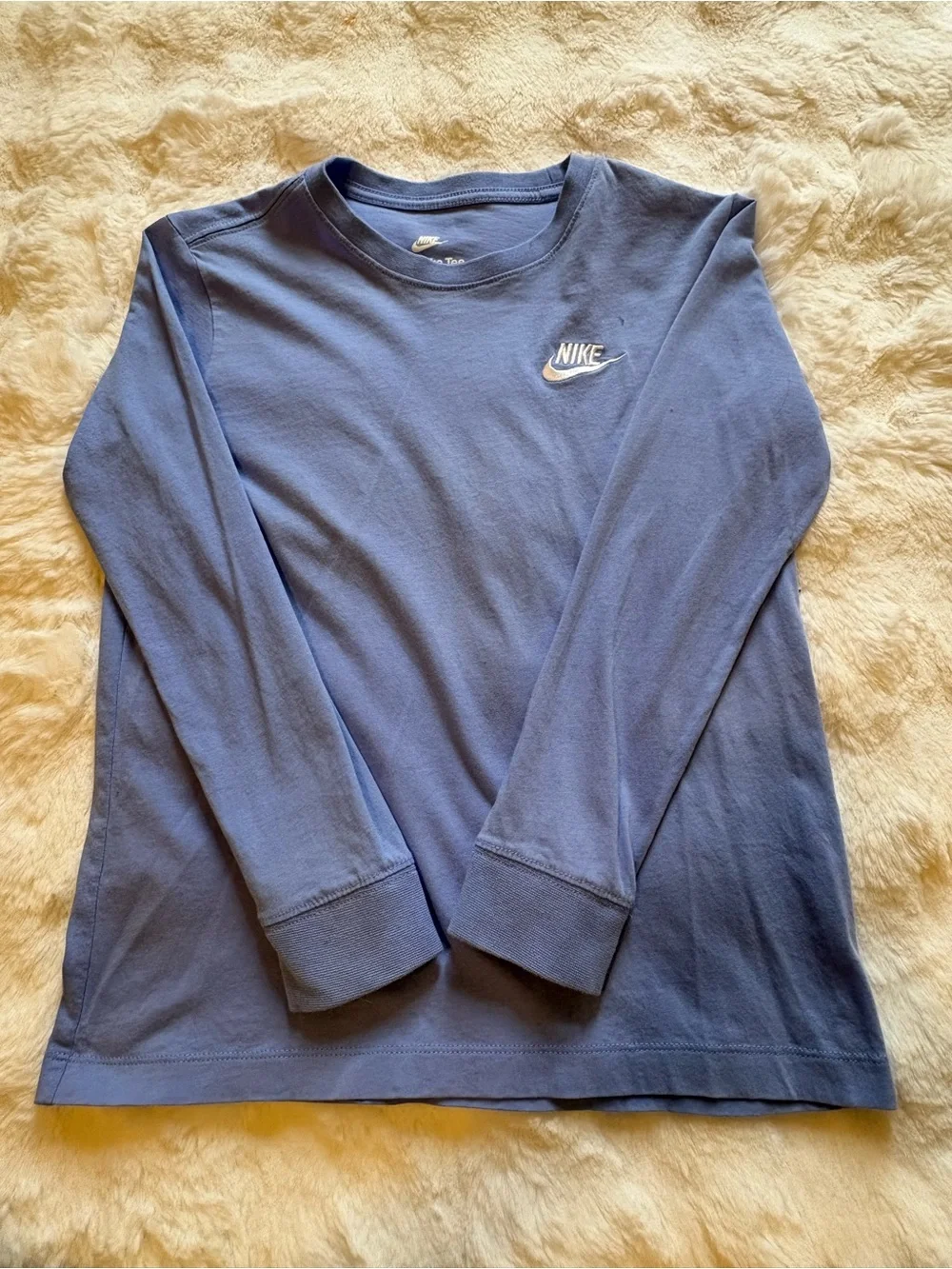 Nike Long Sleeve Tee in Slate Blue with White Logo